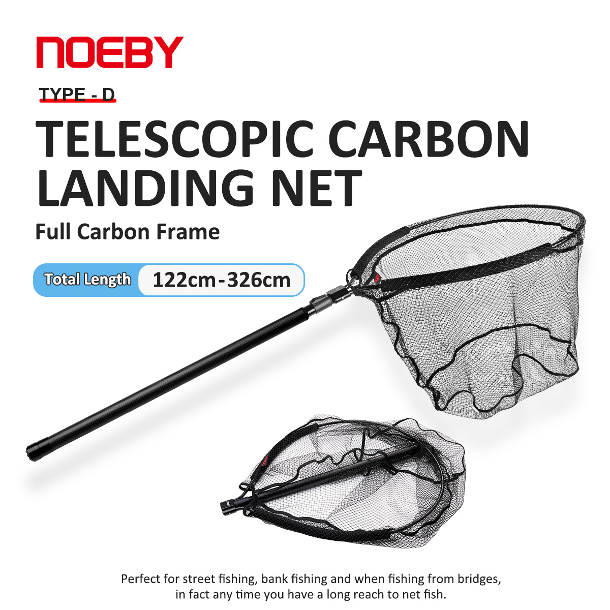 NOEBY Telescopic Landing Net F - Fish Net Handle recension och pris